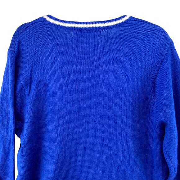 Jolly Sweaters Mens Christmas Sweater Size Medium‎ Blue Reindeer Lights Festive - Picture 6 of 8